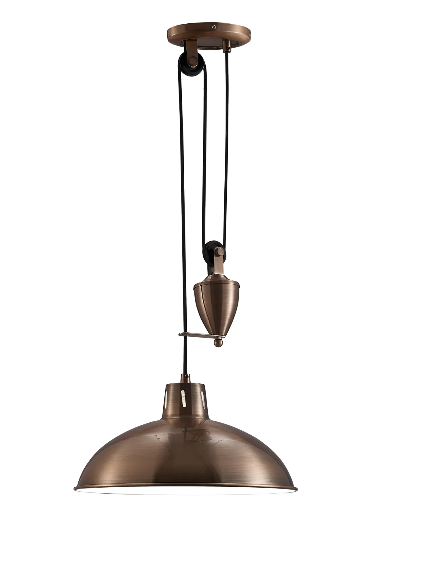Wellington Pulley System Pendant 1 Light Antique Copper D0149  Deco Wellington